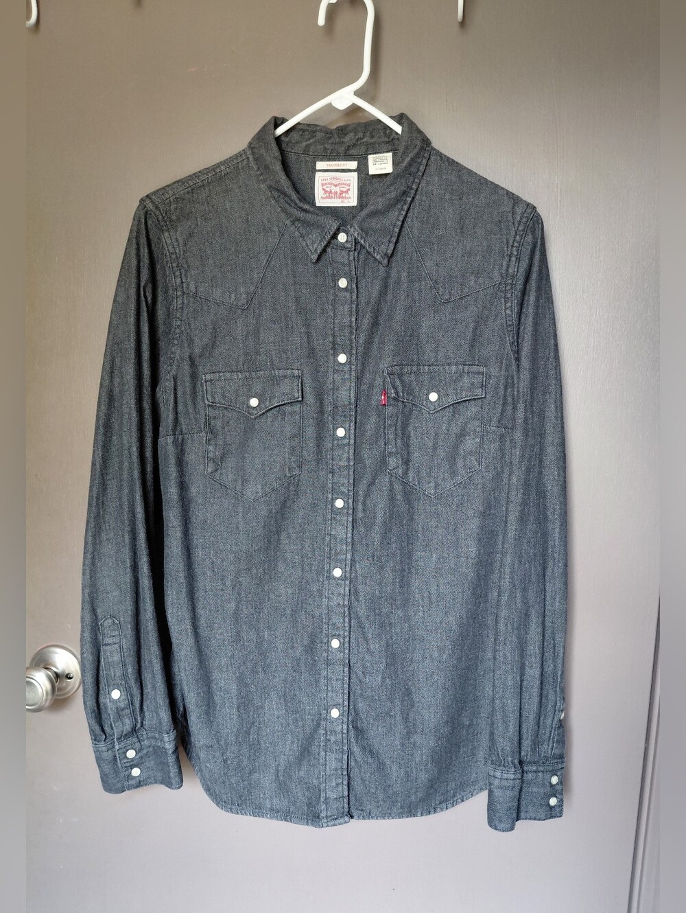 Levi's dark wash denim Western-style button-down shirt